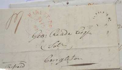 Lot 1117 - Great Britain. May 1840 entire to Congleton bearing the scarce undated circular Woore with...