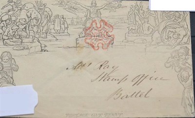 Lot 1118 - Great Britain. May 1840 1d used Mulready envelope A143 (forme 2) from Brighton to Battel...