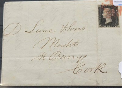 Lot 1139 - Great Britain. November 1840 entire from Birmingham to Cork, bearing 1d black Q-K, Plate 5....