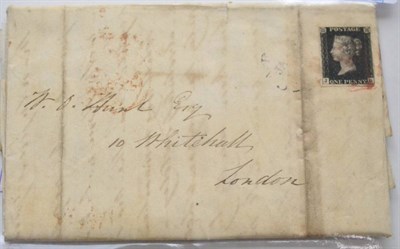 Lot 1148 - Great Britain. A January 1841 entire to London, bearing 1d black J-G, Plate 8. Three margins...