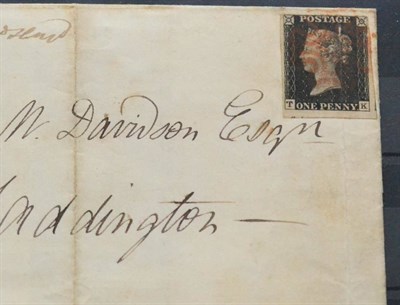 Lot 1149 - Great Britain. January 1841 outer letter sheet to Haddington bearing 1840 1d back T-K, Plate...