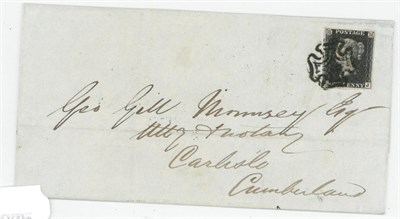 Lot 1154 - Great Britain. February 1841 outer letter sheet to Carlisle, bearing 1840 1d black H-J, Plate...