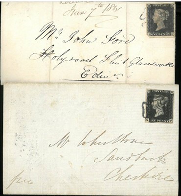 Lot 1165 - Great Britain. May 1841 part entire to Sandbach, bearing a 1d black Q-F, Plate 16. Four...