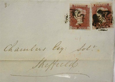 Lot 1166 - Great Britain. May 1841 entire to Sheffield bearing two single 1841 1d reds A-H, A-K, Plate 9. Both