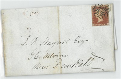 Lot 1167 - Great Britain. May 1841 entire bearing 1d red-brown F-E, Plate 10. Four margins, tied to entire...