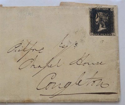 Lot 1168 - Great Britain. May 5 1841 entire to Congleton bearing 1d black D-L with three good margins, tied by