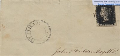 Lot 1170 - Great Britain. June 1841 outer letter sheet to London, bearing 1840 1d black A-F, Plate 6....