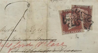 Lot 1178 - Great Britain. October 1841 paper outer letter sheet, redirected twice, bearing two 1841 1d...