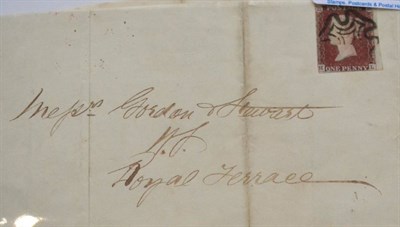 Lot 1180 - Great Britain. December 1841 entire to Dunkeld, bearing 1841 1d red T-D, Plate 5, cancelled...