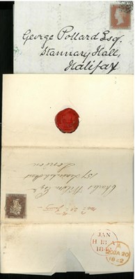 Lot 1183 - Great Britain. January 1842 outer letter sheet to London bearing 1841 1d red A-D, Plate 16,...