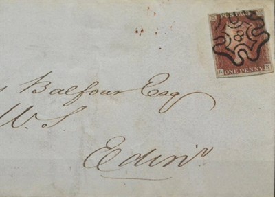 Lot 1189 - Great Britain. August 1843 wrapper to Edinburgh, bearing `84` 1d red-brown L-K. Four margins,...