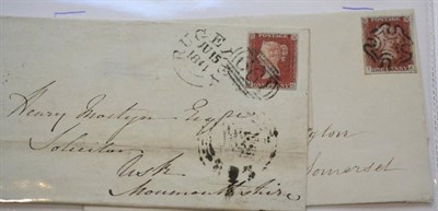 Lot 1191 - Great Britain. October 1843 outer letter sheet to Wellington bearing 1841 1d red T-J, Plate 38....