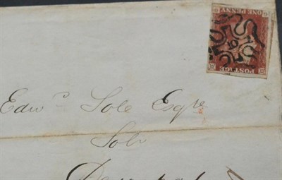 Lot 1194 - Great Britain. April 1844, part outer letter sheet to Devonport, bearing 1841 1d red-brown G-G....