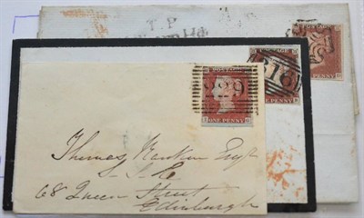 Lot 1199 - Great Britain. An 1846 small cover to Edinburgh, bearing an 1841 1d red I-G, Plate 54, showing...