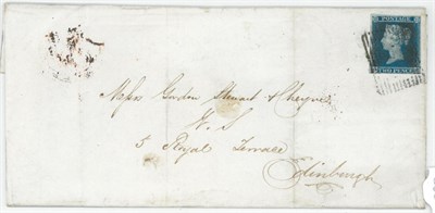 Lot 1200 - Great Britain. January 1847 outer letter sheet to Edinburgh, bearing 1841 2d blue C-H, Plate 3....