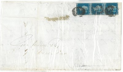 Lot 1202 - Great Britain. February 1848 large entire to Deal, bearing vertical strip of three CI/EI with...