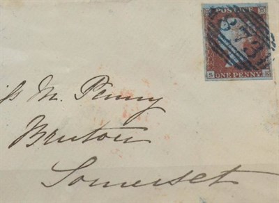 Lot 1203 - Great Britain. A small 1851 cover to Bruton, Somerset, bearing an 1841 1d red on very blued...