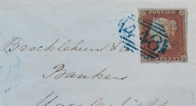 Lot 1204 - Great Britain. February 1851 small cover to Macclesfield, bearing 1841 red-brown on blued...