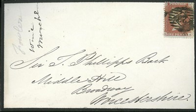 Lot 1208 - Great Britain. An 1854 mourning cover to Broadway, Warwickshire, bearing an 1850 1d red-brown...