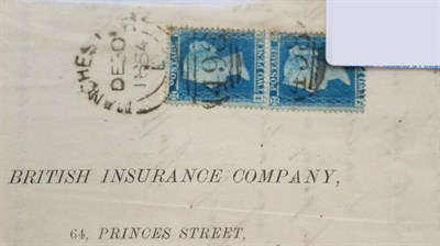 Lot 1209 - Great Britain. An 1854 part printed entire from an Agent of the British Insurance Company to...