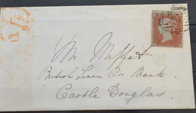 Lot 1211 - Great Britain. September 1854 small cover to Castle Douglas, bearing 1854 1d orange-red, tied...