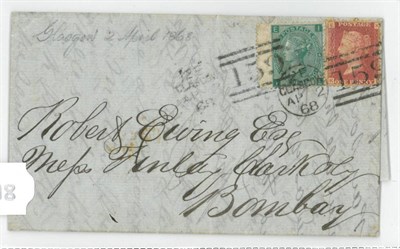 Lot 1222 - Great Britain. April 1868 entire Glasgow to Bombay with attractive mixed franking. Bears 1864...