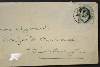 Lot 1237 - Great Britain. 1889 Cover to Edinburgh, bearing 1884 4d green Q-J, tied by London JU 23 89 CDS....