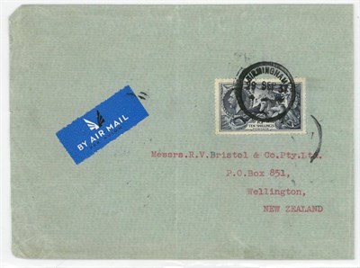 Lot 1242 - Great Britain. A September 1937 large cover from Birmingham to Wellington, New Zealand, bearing...