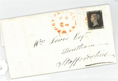 Lot 1123A - Great Britain. July 1840 entire to Trentham, Staffordshire, bearing 1d black R-D, Plate 4....