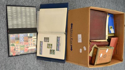 Lot 1 - A Tea Chest and a Large Carton housing world wide in albums, binders, stockbooks, loose etc Sold on