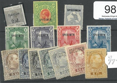 Lot 98 - A Stockcard Housing a Range of Specimens. Australia May 1924 £1; Grenada December 1891 2 1/2d...