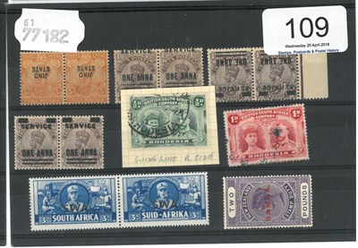 Lot 109 - British Commonwealth Flaws and Varieties etc. A stockcard housing South West Africa unmounted...