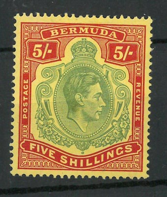 Lot 169 - Bermuda. 1939 5s pale green and red on yellow paper. Fresh mint