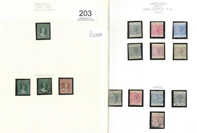 Lot 203 - Grenada. An 1861 to 1936 mint and used collection on loose album pages. Various 1888 to 1891...