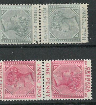 Lot 204 - Grenada. 1883 1/2d and 1d vertical tete-beche pairs. Fresh mint