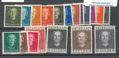 Lot 227 - Netherlands. 1949 Definitive set unmounted less 12c scarlet