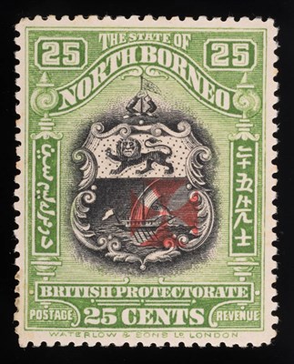 Lot 233 - North Borneo. 1916 Red Cross 25c black and green Wmk Perf 13 1/2-14. Unused BPA Cert 2011