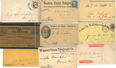 Lot 260 - U.S.A. Eight used Telegraph/Telegram covers, three with stamps attached. Annapolis Telegraph...