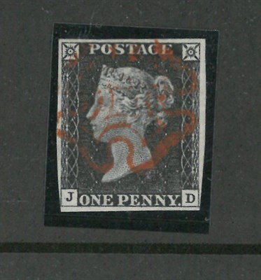 Lot 330 - Great Britain. 1840 1d black J-D, Plate 3. Corner just touched lower left, close lower right....