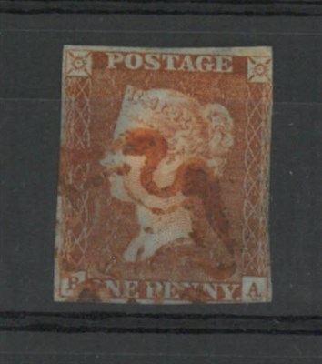 Lot 345 - Great Britain. 1841 1d red B-A. Two margins, but used with red Maltese cross