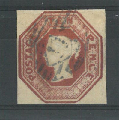 Lot 350 - Great Britain. 1848 10d embossed. Cut square, four margins. Good used