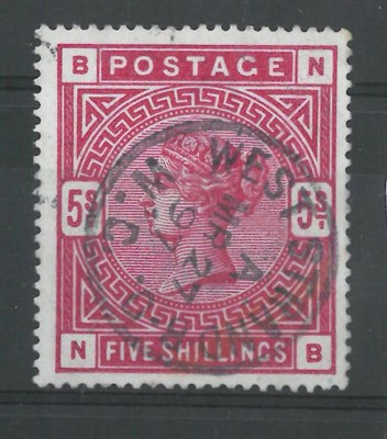 Lot 365 - Great Britain. 1883 to 1884 2s6d crimson N-B. White paper, used