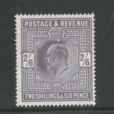 Lot 372 - Great Britain. 1902 2s6d lightly hinged, (very slight gum disturbance)