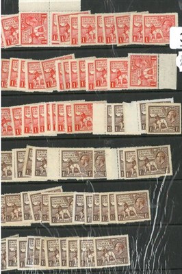 Lot 383 - Great Britain. 1924 British Empire Exhibition. 1d (36 plus marginal pair) and 1 1/2d (40 - one...