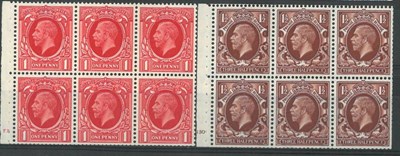 Lot 388 - Great Britain. 1934 to 1936 1d and 1 1/2d booklet mint cylinder panes of six