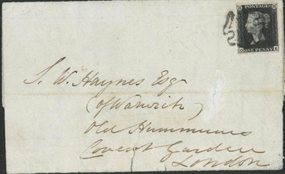 Lot 447 - Great Britain. 21st July 1841 entire to Covent Garden, London, Bearing 1840 1d black O-E, Plate...