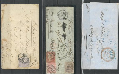 Lot 450 - Great Britain. A small 1861 cover to Italy bearing 1854 1d red, 1855 4d and 6d; 1859 cover to...