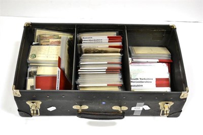 Lot 458 - A Suitcase part filled and with dividers, split into various counties including Cheshire, Cornwall