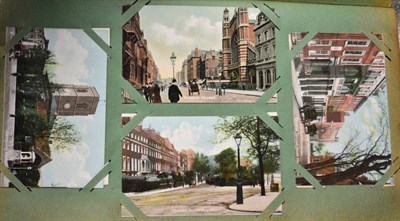 Lot 464 - Royalty and London in a part filled album. Number of street scenes including Sloane Street,...