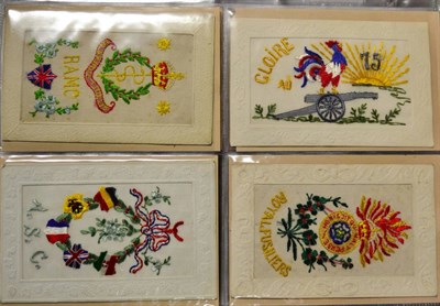 Lot 493 - A Collection of Fifty Nine Silk Postcards in an album with odds. Variable condition